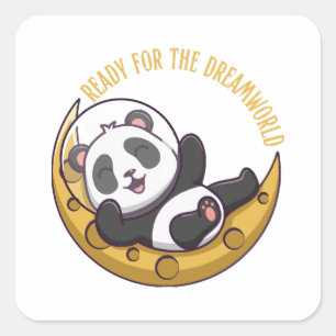 Bereit für die Traumwelt Hallo kleine Panda in PA Quadratischer Aufkleber