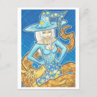 Bereit für Dunkeldrachen + Hexenfantasy Art Postka