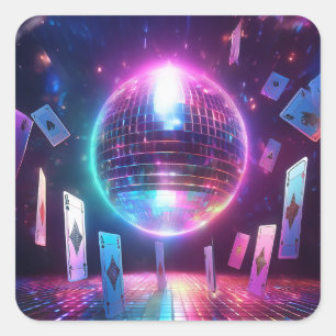 Bereit für eine Nacht des Tanzes und Glücksspiels Quadratischer Aufkleber