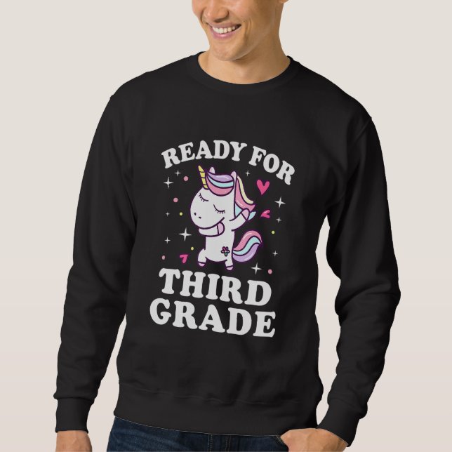 Bereit für Einhorn-Mädchen der dritten Klasse Dabb Sweatshirt (Vorderseite)