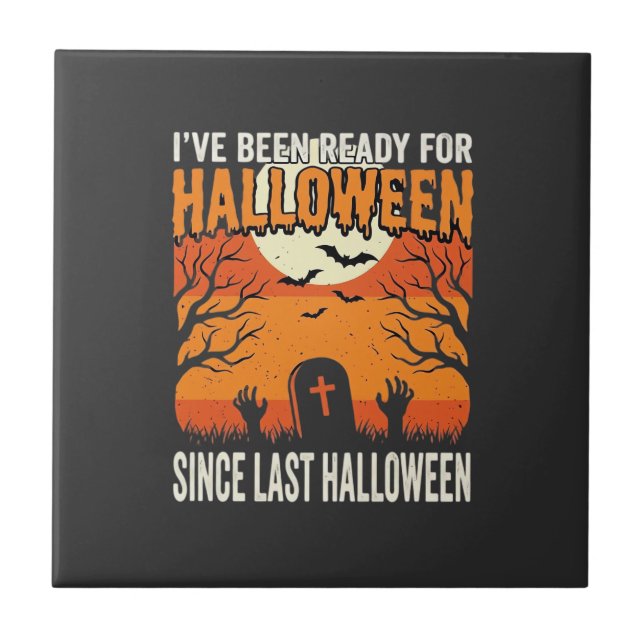 Bereit für Halloween-Friedhof-Design_1 Fliese (Vorderseite)