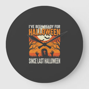 Bereit für Halloween-Friedhof-Design_1 Große Wanduhr