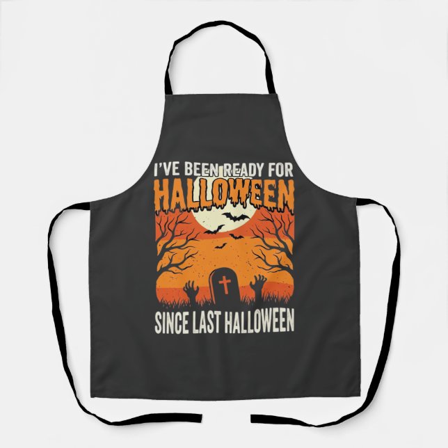 Bereit für Halloween-Friedhof-Design_1 Schürze (Vorderseite)