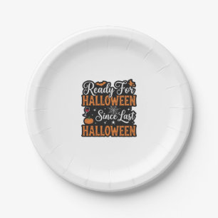 Bereit für Halloween seit letztem Halloween Vintag Pappteller