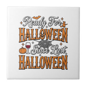 Bereit für Halloween Vintage Gravur Shirt Design Fliese