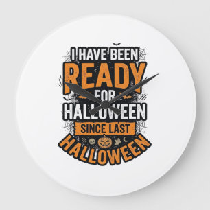 Bereit für Halloween Vintage Gruseliges Shirt-Desi Große Wanduhr