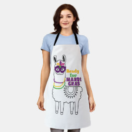 Bereit für Mardi Gras-Lamas-Maske Schürze