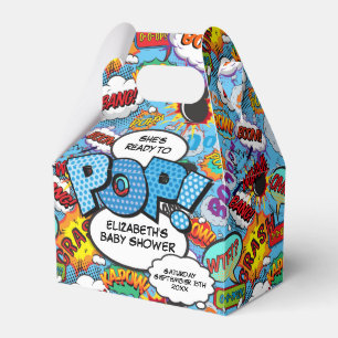 Bereit für Pop Baby Dusche Blue Comic Book Geschenkschachtel