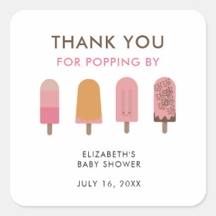 Bereit für Pop Baby Dusche Vielen Dank Quadratischer Aufkleber