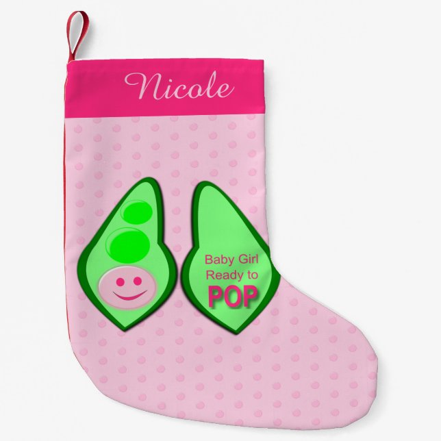 Bereit für Pop Baby Girl Pink Pea Custom Kleiner Weihnachtsstrumpf (Vorderseite)