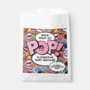 Bereit für Pop Baby Shower Rosa Comic-Book Geschenktütchen