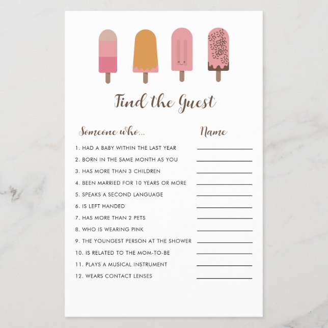 Bereit für Pop Babydusche Finden Sie das Game Flyer (Vorne)