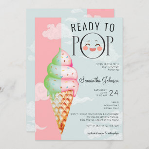 Bereit für Pop Mint & Pink Ice Cream Baby Dusche Einladung