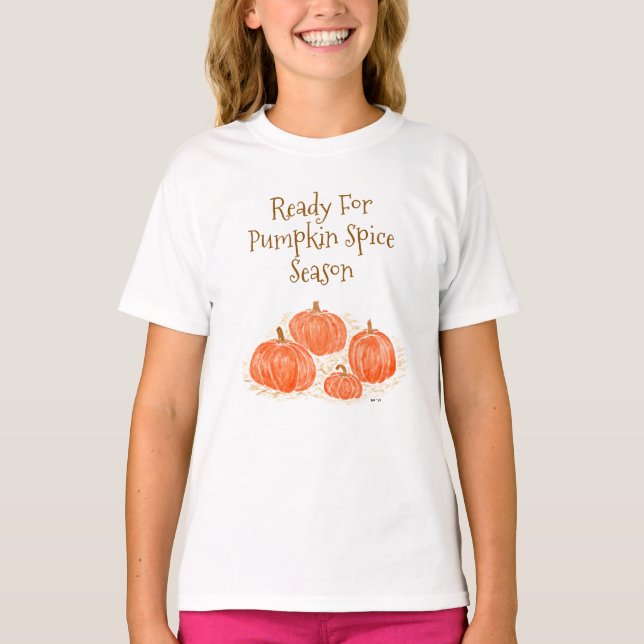 Bereit für Pumpkin Gewürzsaison Wasserfarbenkürbis T-Shirt (Vorderseite)