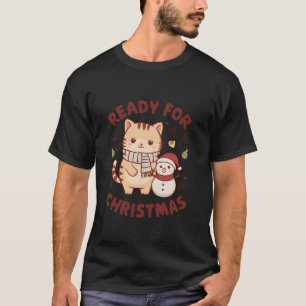 Bereit für Weihnachten Katze Lover Niedlichen Weih T-Shirt