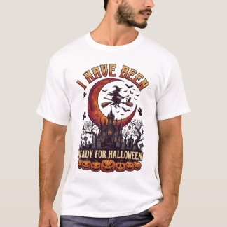 Bereit gewesen Halloween Hexen Schloss Mond_1 T-Shirt