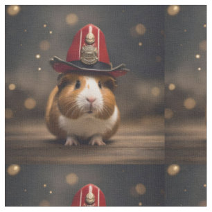 Bereit: Guinea Pig in einem Fireman-Hut, Stoff