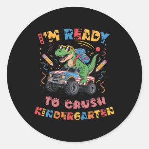 Bereit Kindergarten Monster Truck Jungen T-r zu ze Runder Aufkleber