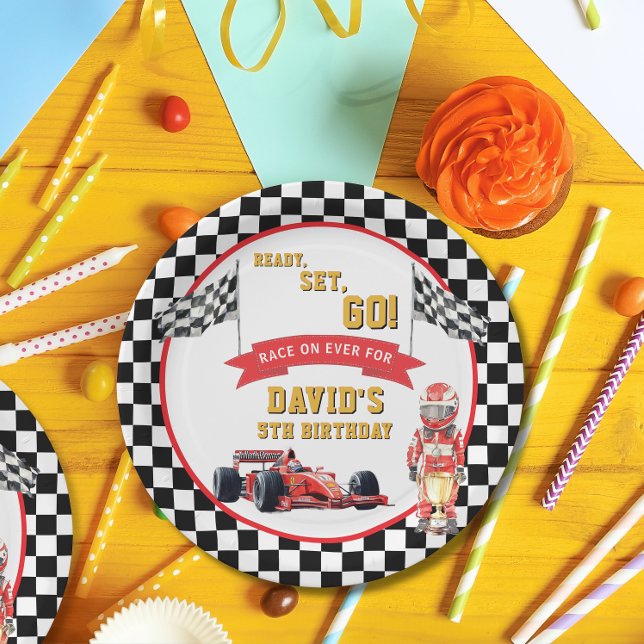 Bereit Los Los geht's Rennen Junge Geburtstag Pappteller (Von Creator hochgeladen)