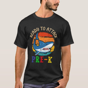 Bereit, PRE K Shark zuerst wieder in die Schule zu T-Shirt
