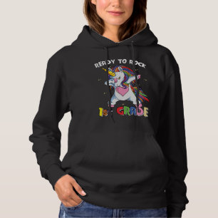 Bereit Rock First Grade Lehrer Kinder Unicorn Hoodie