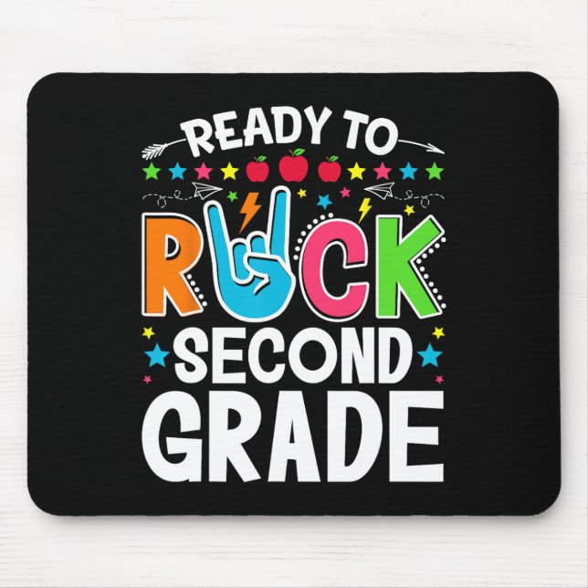 Bereit, Second Grade zu rocken, lustiger erster Ta Mousepad (Vorne)