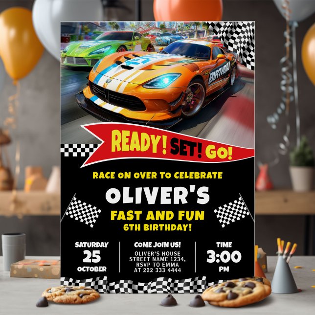 Bereit Set Go Race Birthday Party Einladung (Von Creator hochgeladen)