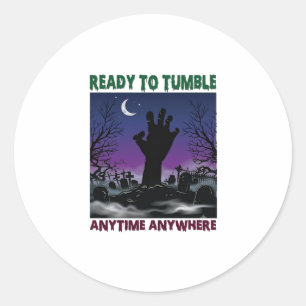 Bereit Tumble Zombie Hand Halloween Friedhof Mond_ Runder Aufkleber