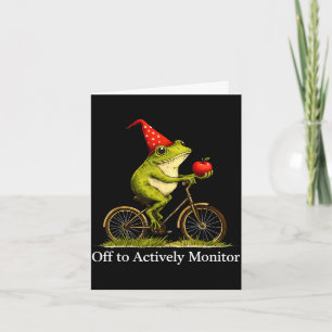 Bereit, um den lustigen Frosch-Fahrrad-Lehrer akti Karte