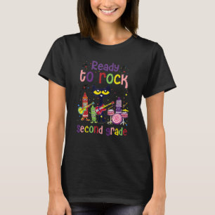 Bereit, um die zweite Klasse Rock Schwarze Katze   T-Shirt
