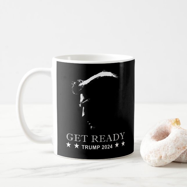 Bereit: USA Donald Trump 2024 Kaffeetasse (Mit Donut)