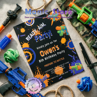 Bereit, Ziel, Party! Dart | Nerf Gun Battle Geburt Einladung