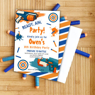 Bereit, Ziel, Party! Dart | Nerf Gun Themen-Geburt Einladung