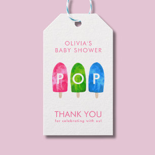 Bereit zu platzen bunte Baby-Party in Rosa Geschenkanhänger
