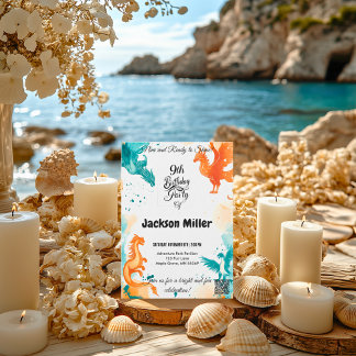 Bereit zum 9. Geburtstag Türkis und Marigold Einladung