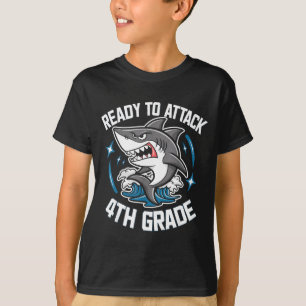 Bereit zum Angriff 4. Klasse Hai lustig zurück zu T-Shirt