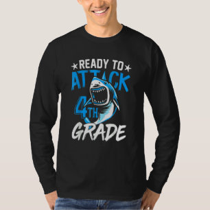 Bereit Zum Angriff 4. Klasse Jungen Shark Zurück Z T-Shirt
