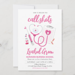 Bereit zum Anruf von Shots Nurse Abschluss Einladung