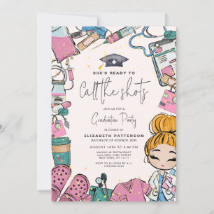 Bereit zum Anrufen der Krankenschwester Graduation Einladung