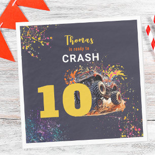 Bereit zum Crash Monster LKW dunklen Geburtstag Serviette