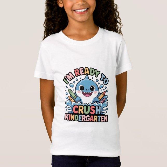 Bereit zum Crush Kindergarten Niedlicher Hai T-Shirt (Vorderseite)