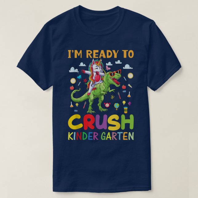 Bereit zum Crush Kindergarten Unicorn Dinosaurier T-Shirt (Design vorne)