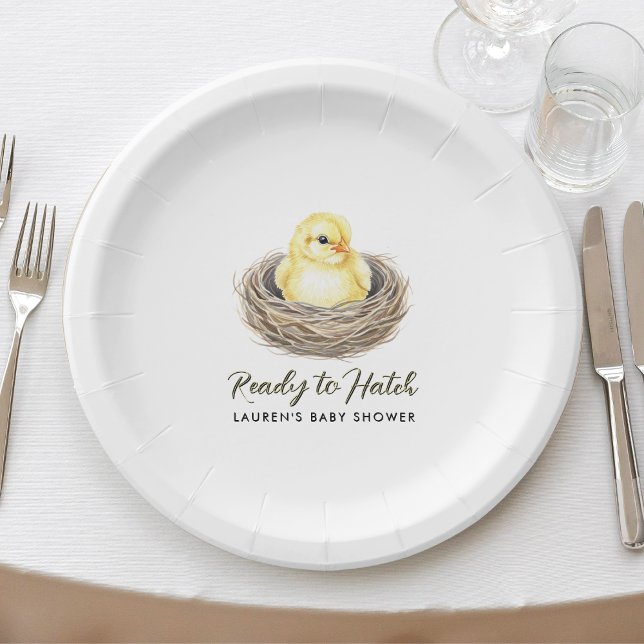 Bereit zum Hatschen der gelben Frühlingsdusche Pappteller (Ready To Hatch Yellow Spring Chick Baby Shower Paper Plates
)