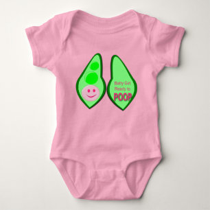 Bereit zum Kack des Baby Girl Pink Pea Baby Bodysu Baby Strampler