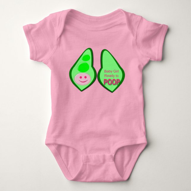 Bereit zum Kack des Baby Girl Pink Pea Baby Bodysu Strampler (Vorderseite)