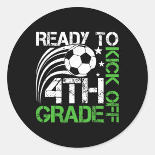 Bereit zum Kick Off 4. Klasse Soccer Ll Retro Ck T Runder Aufkleber