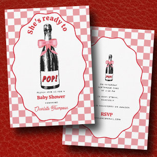 Bereit zum Knallen Funkelnd Wein Rosa Retro Babypa Einladung