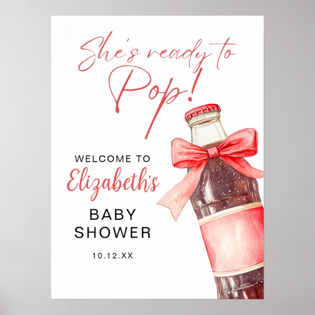Bereit Zum Knallen Soda Flasche Baby Shower Willko Poster (Vorne)