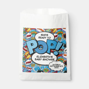 Bereit zum Platzen Baby Shower Blau Comic-Book Geschenktütchen