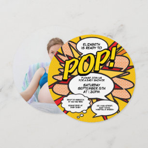 Bereit zum Platzen Baby Shower Foto-Spaß Retro-Com Einladung